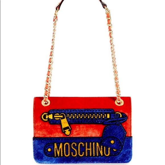 Moschino Velvet Convertible Shoulder Bag - Picture 1 of 6